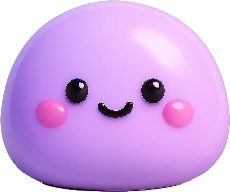 Jelly, a purple blob, peeking over the edge