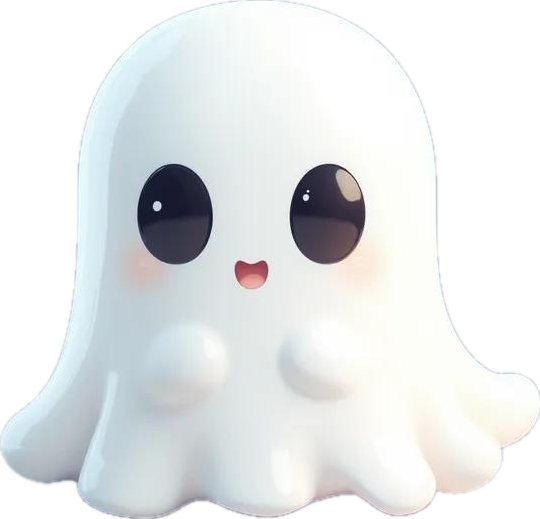 Boo, a ghost, peeking over the edge